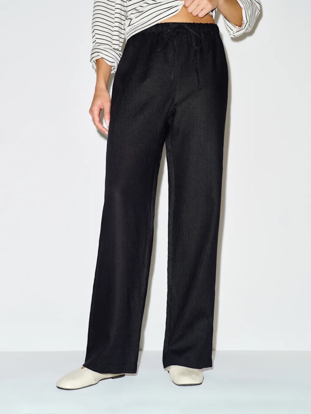 Reformation Olina 100% Linen Black Pants Size Medium Petite